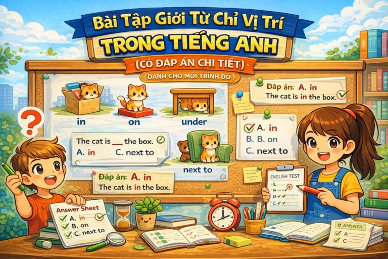 Bài tập giới từ chỉ vị trí trong tiếng Anh có đáp án chi tiết (dành cho mọi trình độ)