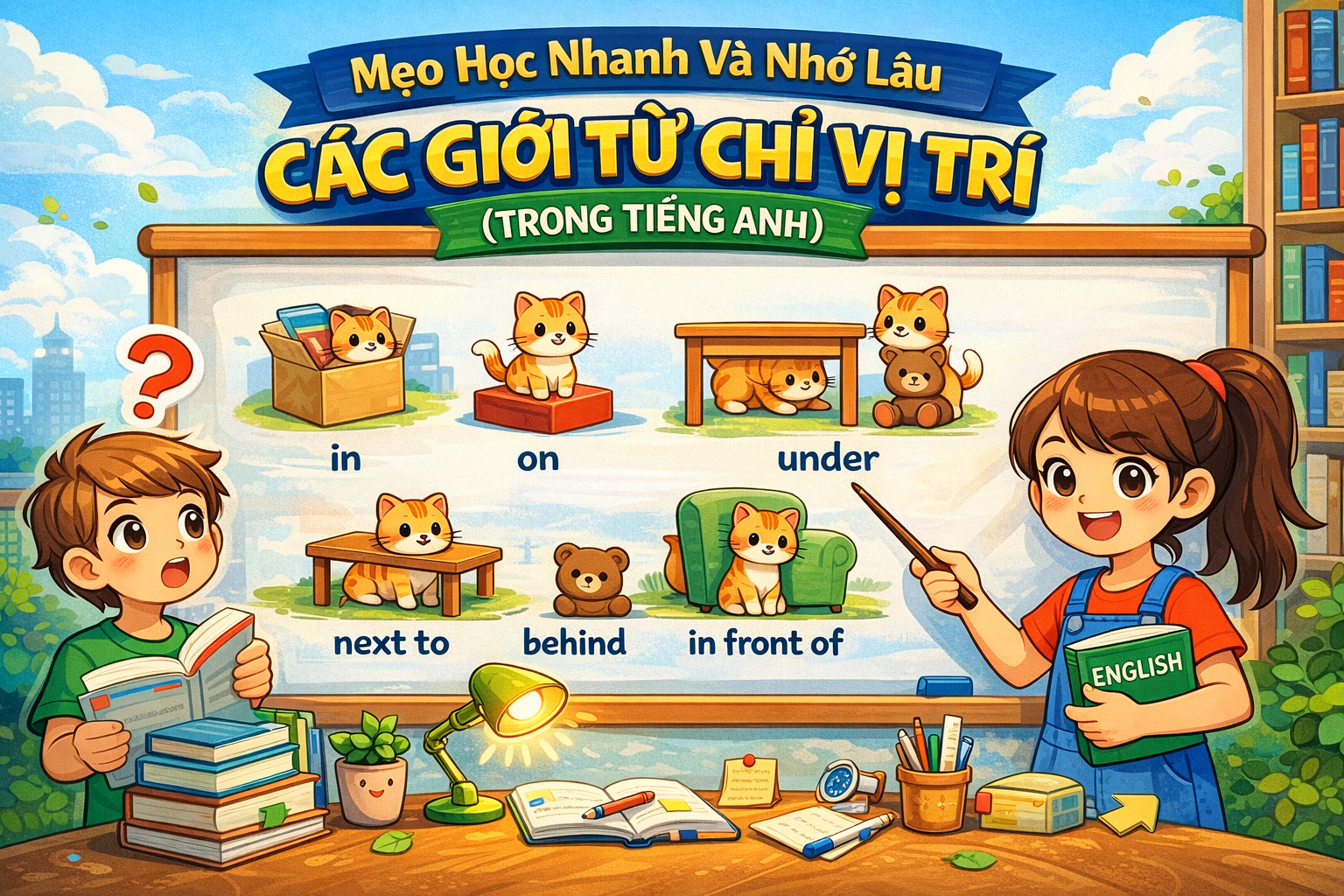 Mẹo học nhanh và nhớ lâu các giới từ chỉ vị trí trong tiếng Anh